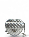 Chanel Heart Bag Metallic Silver Lambskin