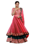 Manish Malhotra Pink And Dark Green Sharrara