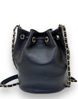 Chanel Deauville Drawstring Bucket Bag Caviar Black