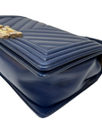 Chanel Boy Bag Chevron Medium Flap Blue