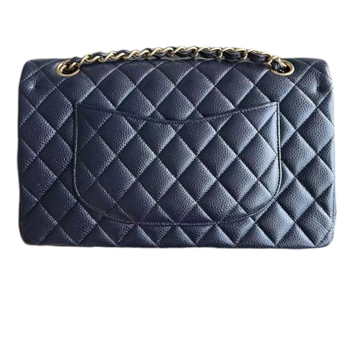 Medium Caviar Chanel Classic Double Flap Dark Blue GHW
