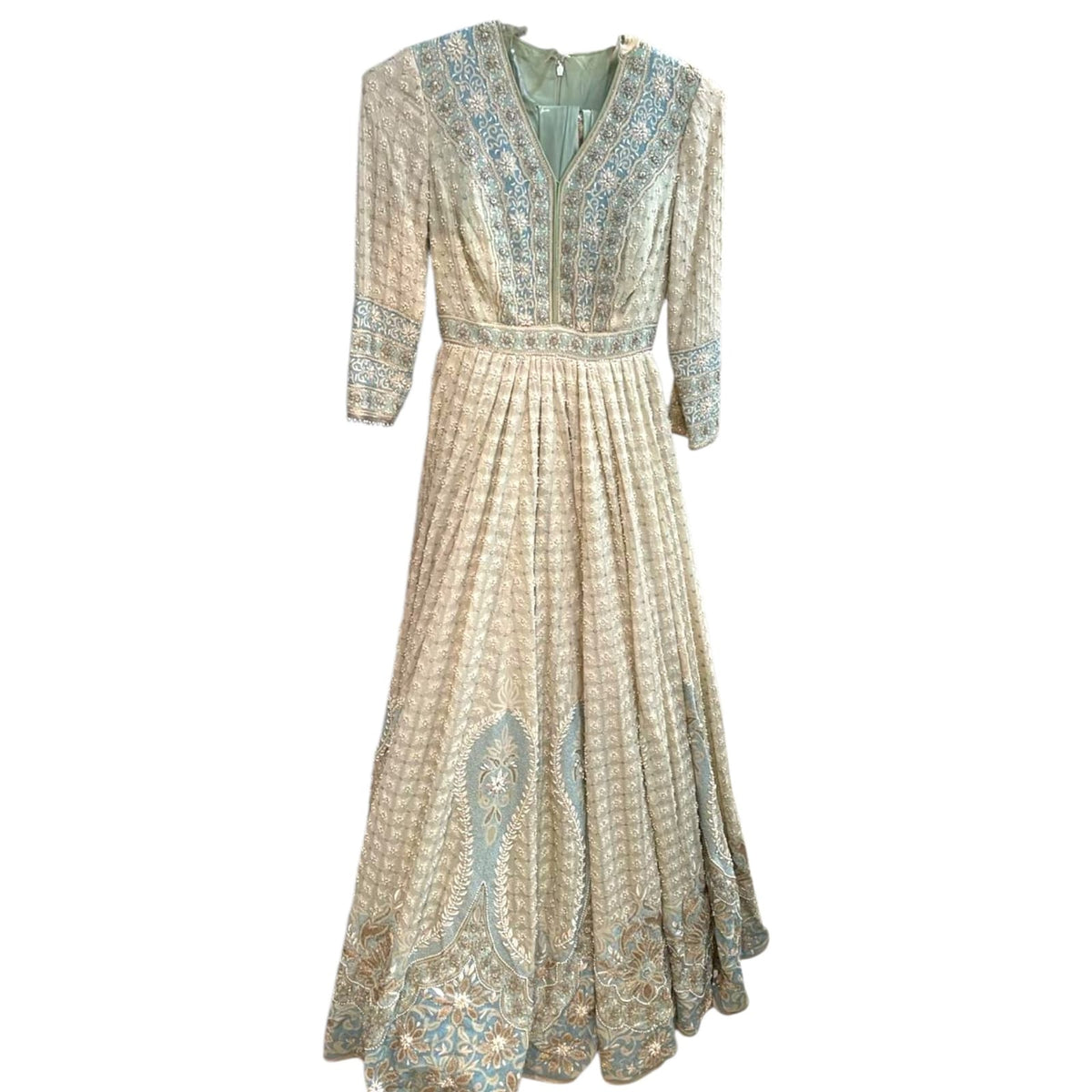 Tarun Tahiliani Mint Embroidered Kalidar Anarkali Set