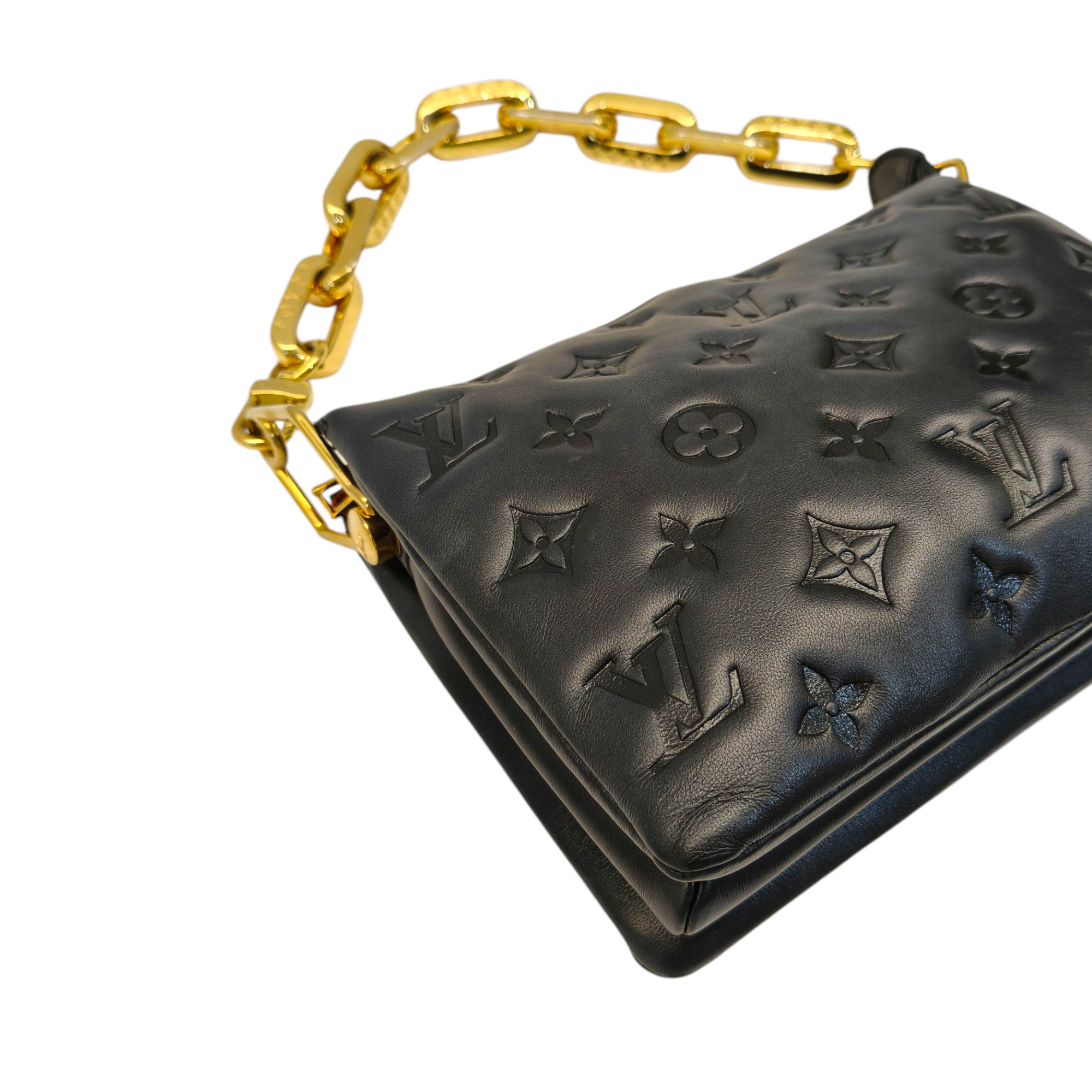 Louis Vuitton Black Monogram Embossed Coussin PM Bag