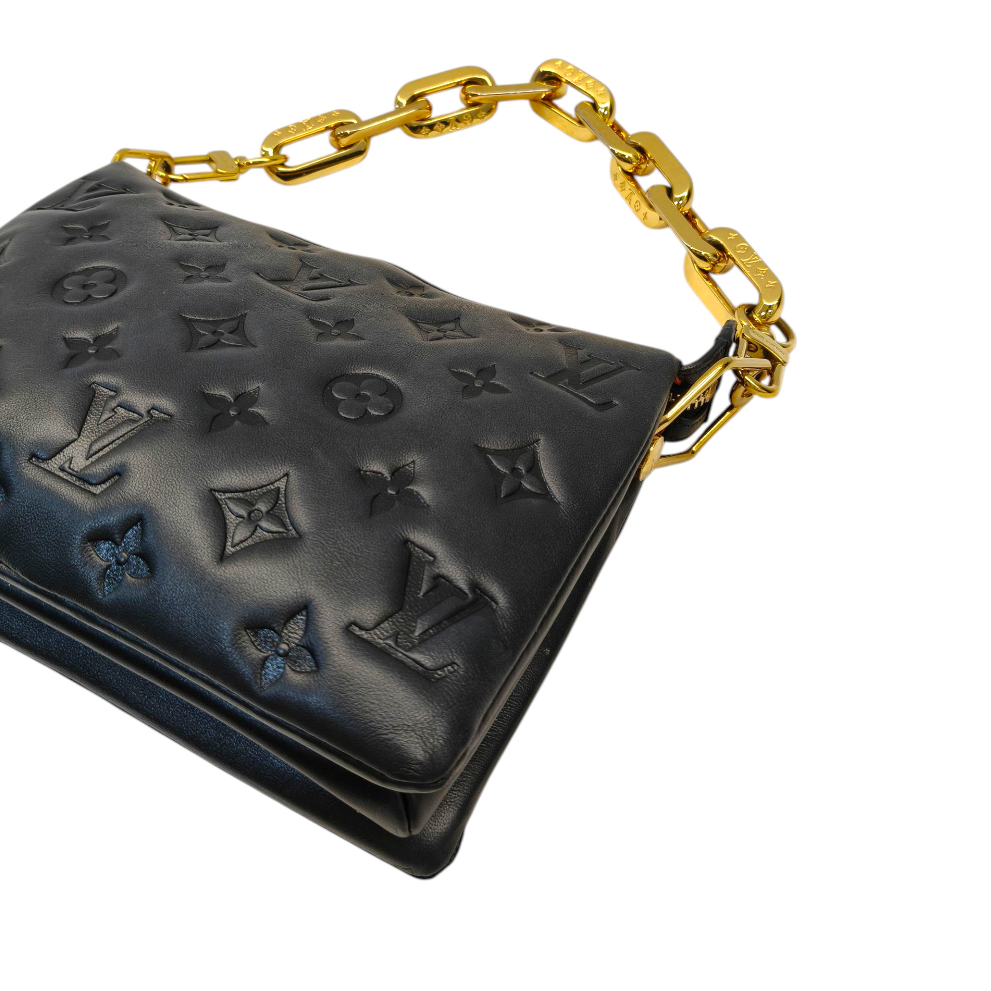 Louis Vuitton Black Monogram Embossed Coussin PM Bag
