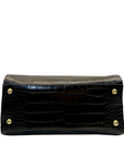 Jimmy Choo Black Croc Embossed Leather Rosalie Top Handle Bag