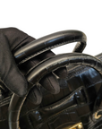Jimmy Choo Black Croc Embossed Leather Rosalie Top Handle Bag