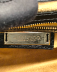 Jimmy Choo Black Croc Embossed Leather Rosalie Top Handle Bag