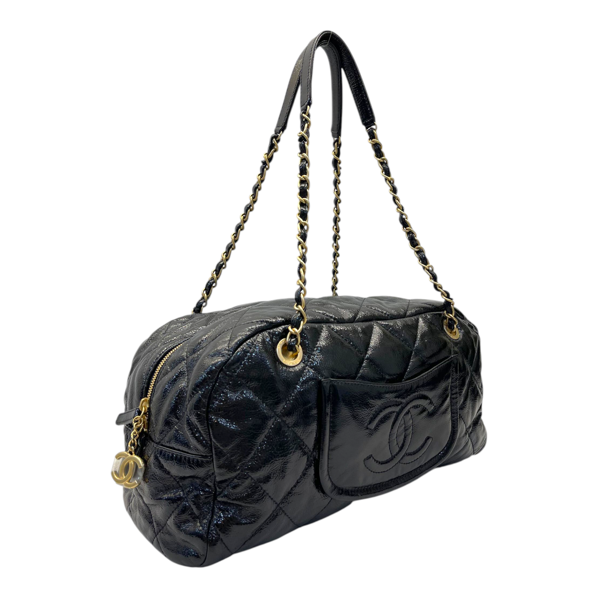 Chanel Shiny Aged Calfskin Bowler Bag Medium