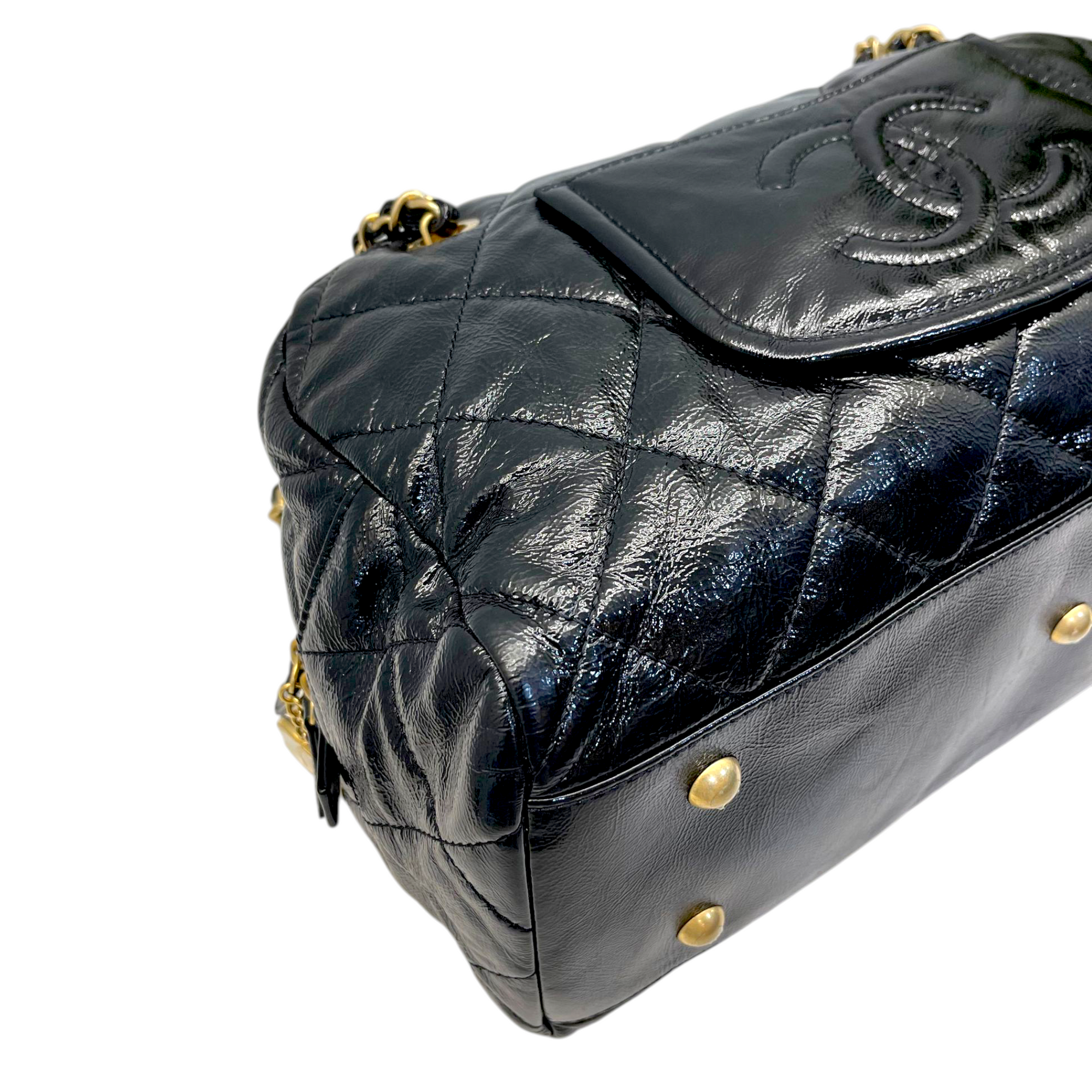 Chanel Shiny Aged Calfskin Bowler Bag Medium