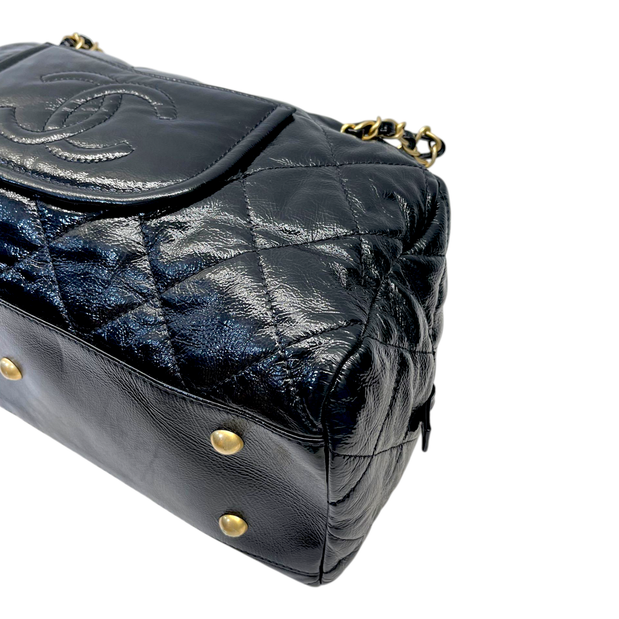 Chanel Shiny Aged Calfskin Bowler Bag Medium