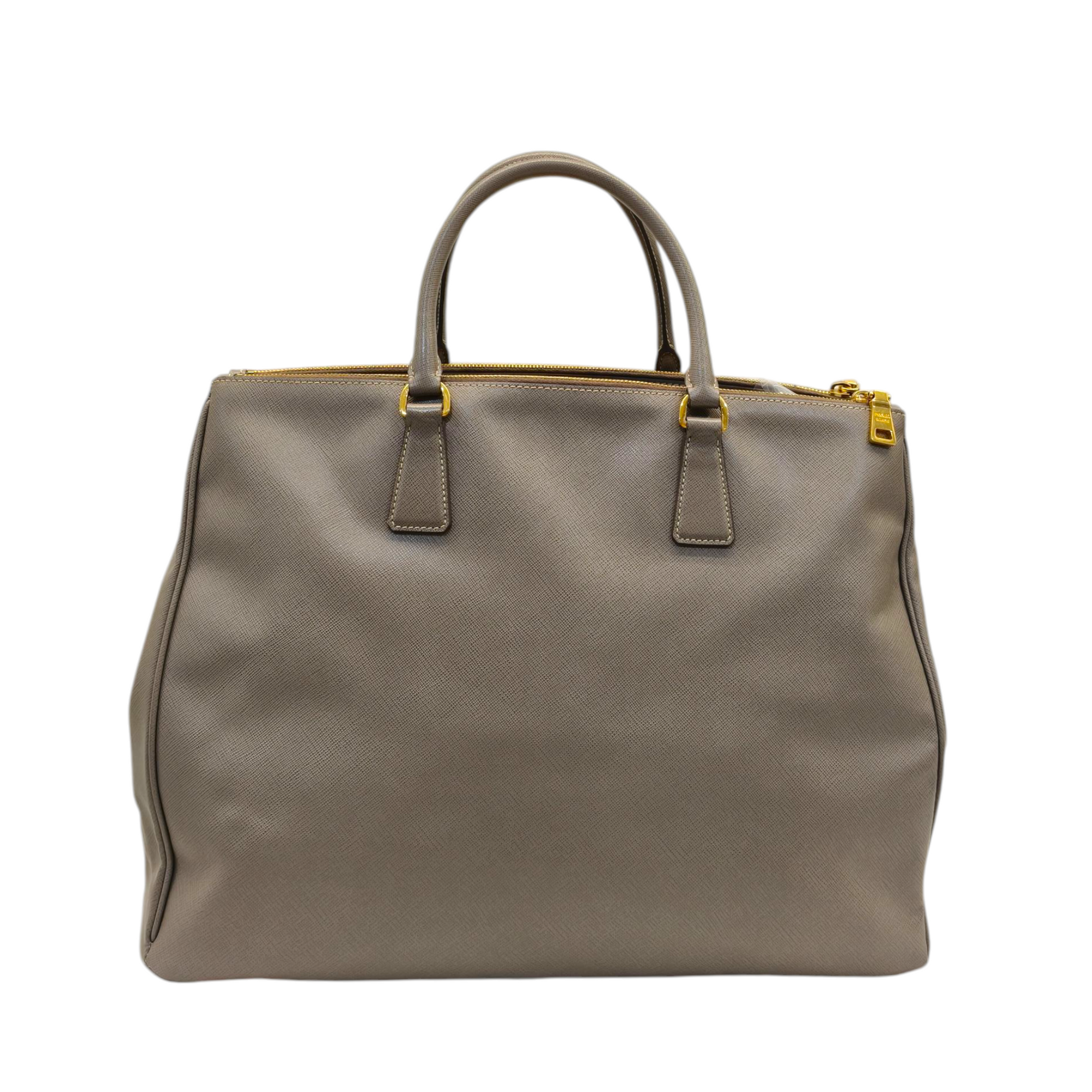 Prada Dark Grey Saffiano Lux Leather Large Galleria Double Zip Tote Bag