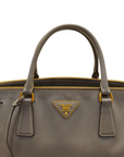 Prada Dark Grey Saffiano Lux Leather Large Galleria Double Zip Tote Bag