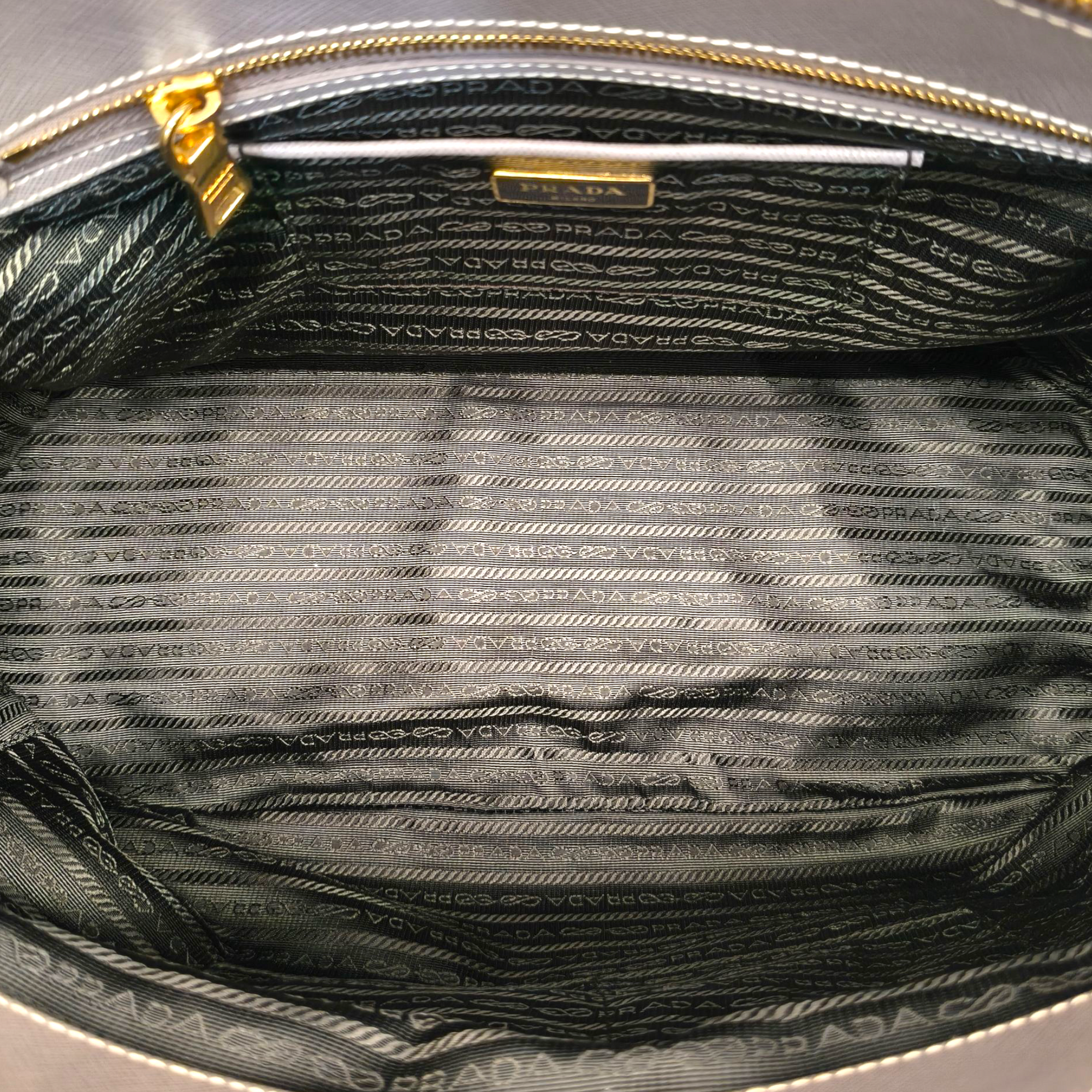 Prada Dark Grey Saffiano Lux Leather Large Galleria Double Zip Tote Bag