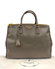 Prada Dark Grey Saffiano Lux Leather Large Galleria Double Zip Tote Bag