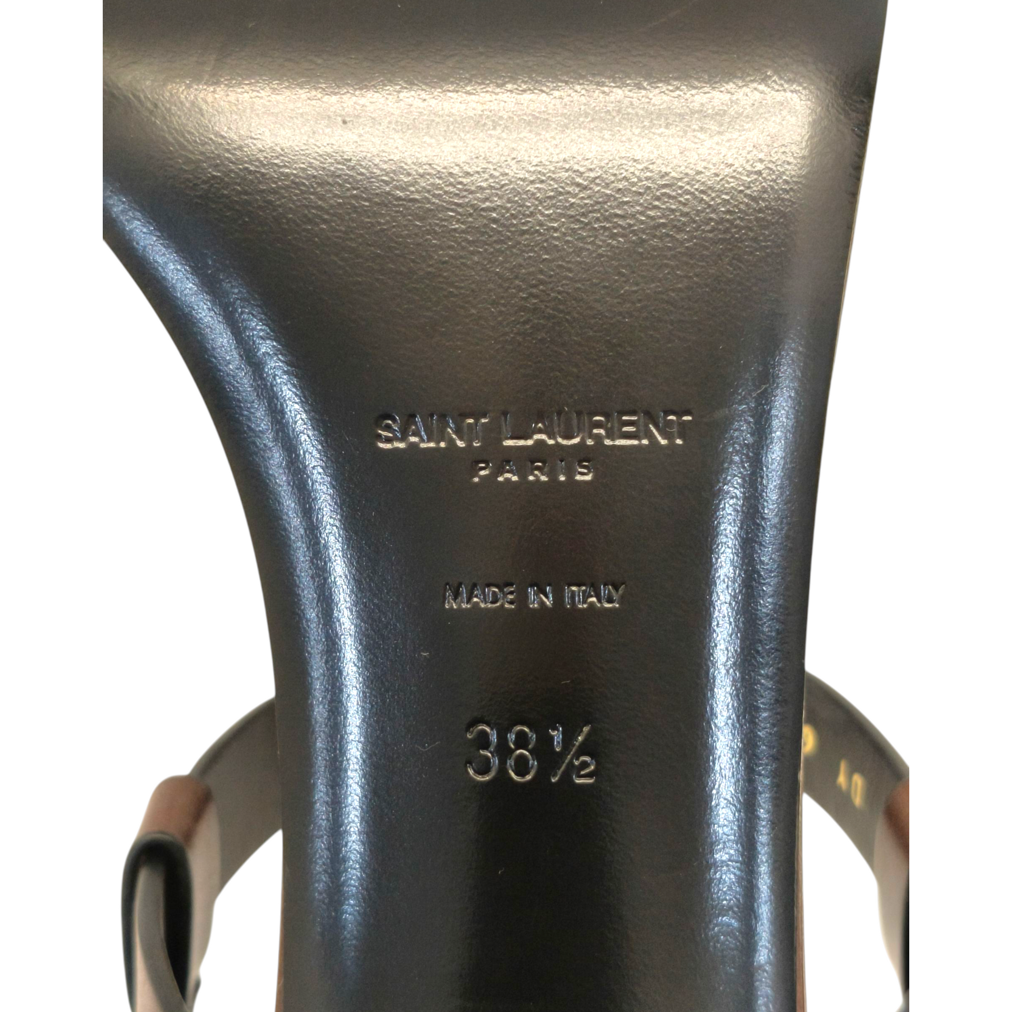 Saint Laurent Brown Leather Cassandre Thong Sandals EU 38.5