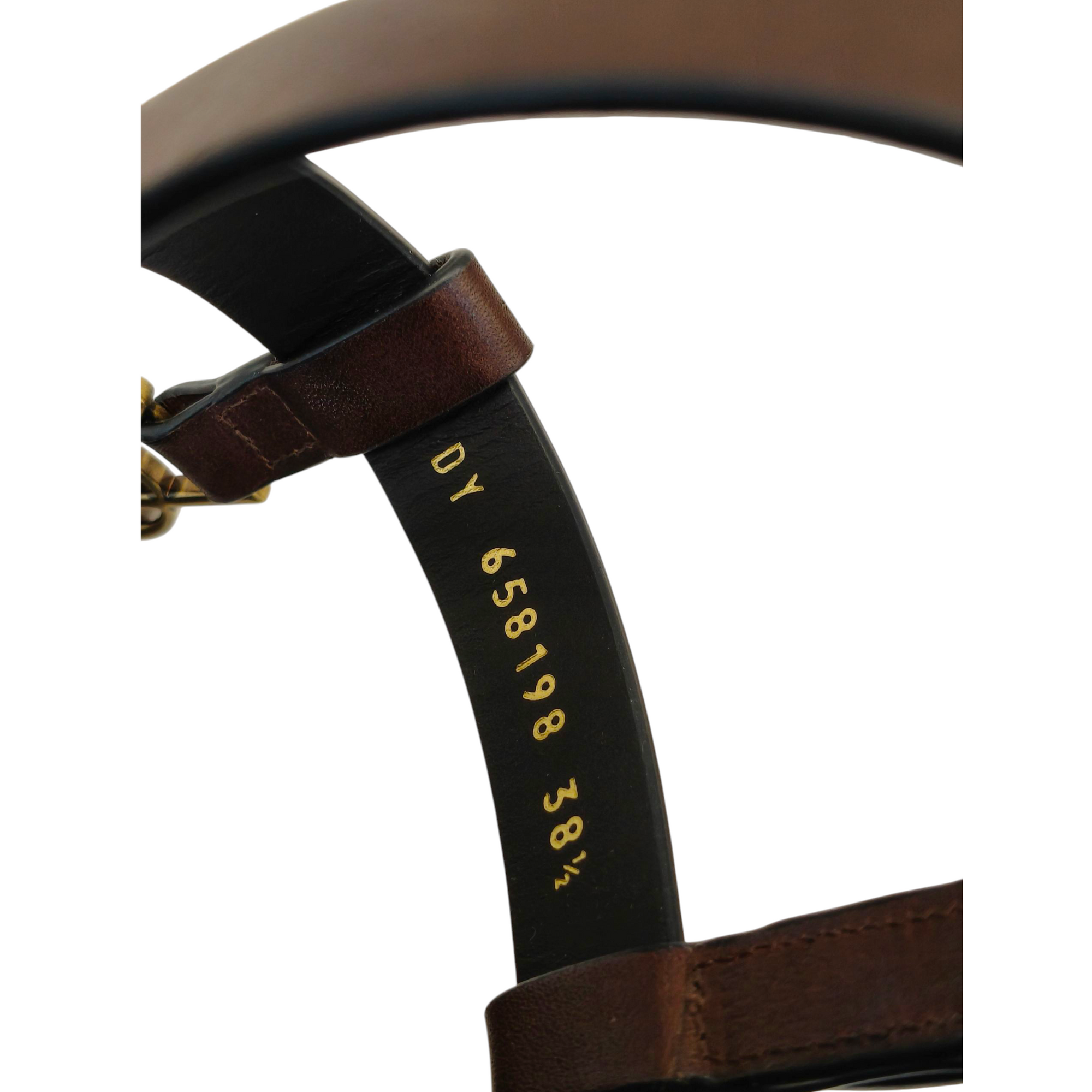 Saint Laurent Brown Leather Cassandre Thong Sandals EU 38.5