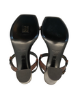 Saint Laurent Brown Leather Cassandre Thong Sandals EU 38.5