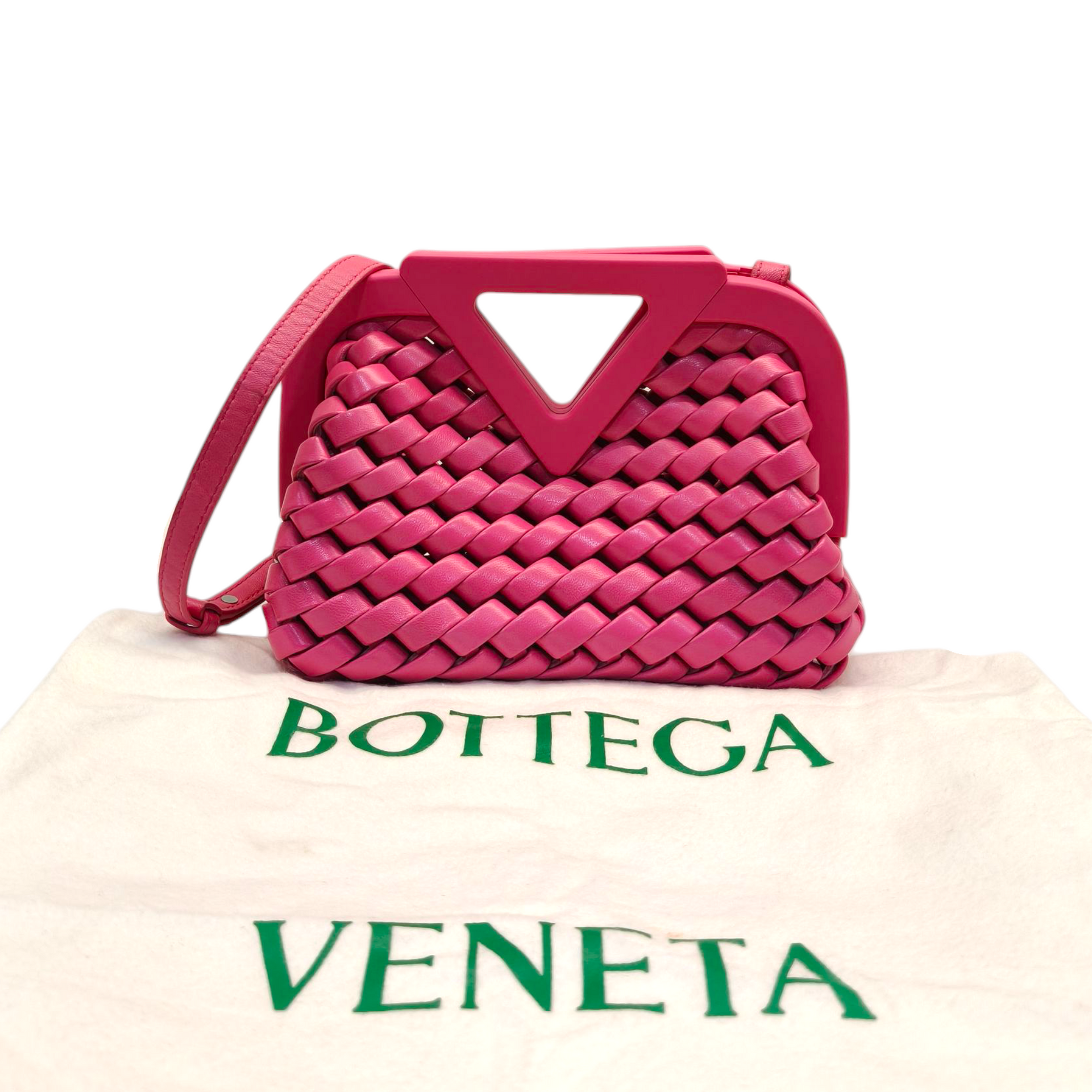 Bottega Veneta Pink Woven Leather Point Shoulder Bag