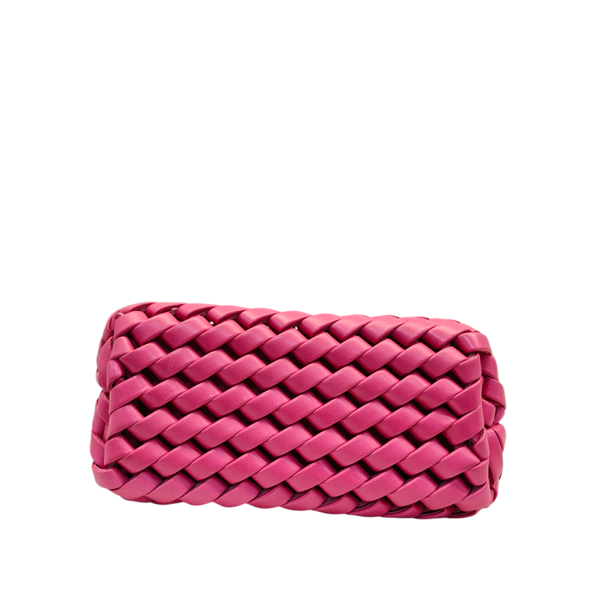 Bottega Veneta Pink Woven Leather Point Shoulder Bag