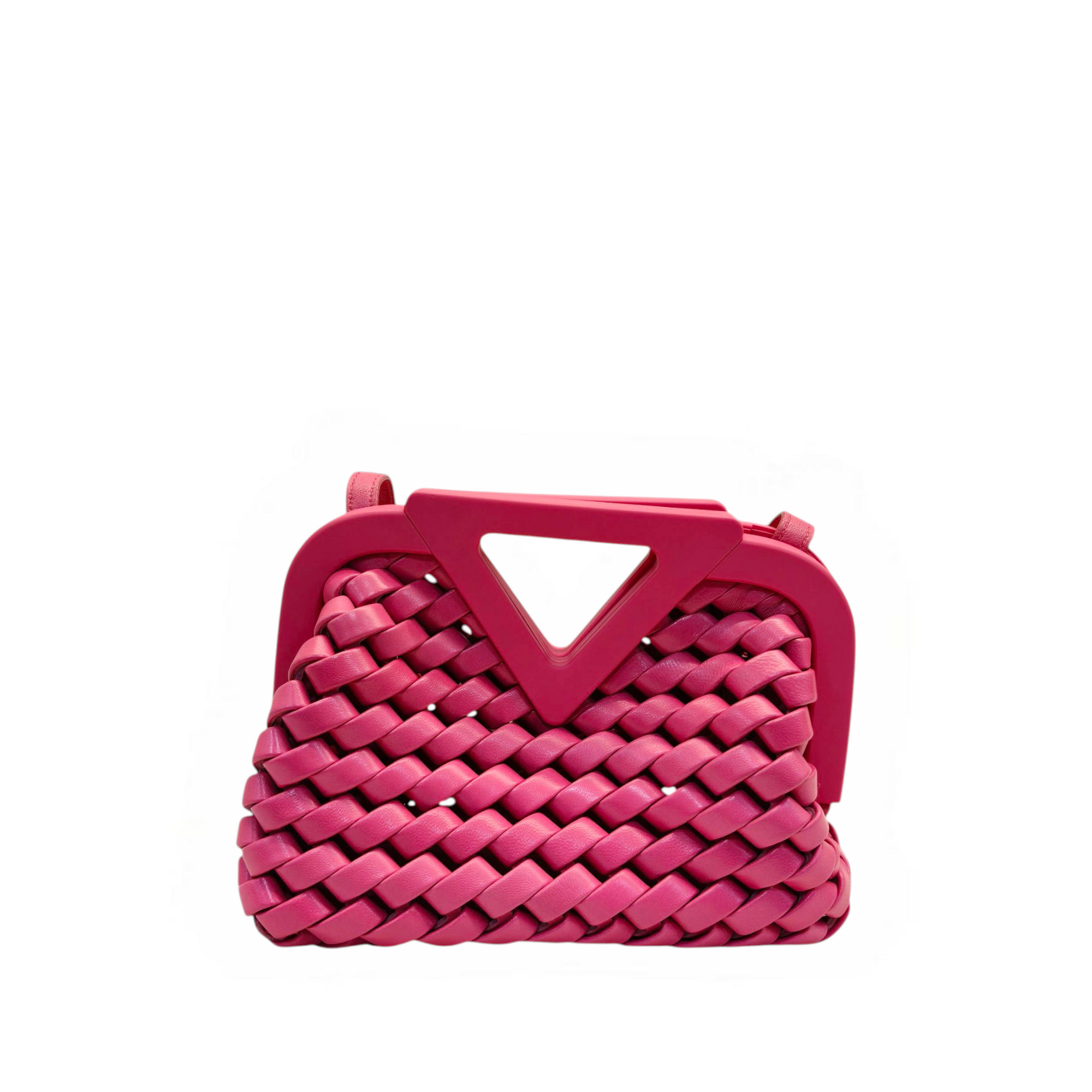 Bottega Veneta Pink Woven Leather Point Shoulder Bag