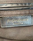 Yves Saint Laurent Rive Gauche Black Leather Studded Y Boston Duffle Bag