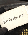 Yves Saint Laurent Rive Gauche Black Leather Studded Y Boston Duffle Bag
