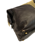 Yves Saint Laurent Rive Gauche Black Leather Studded Y Boston Duffle Bag