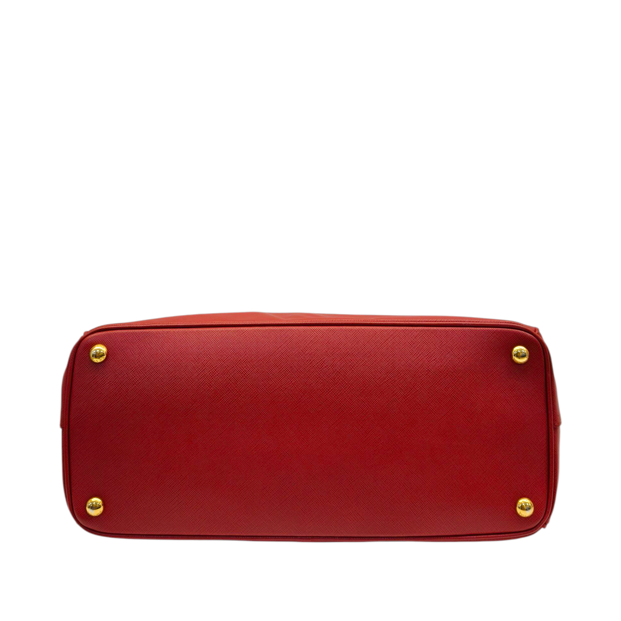 Prada Red Saffiano Lux Leather Large Double Zip Tote Bag