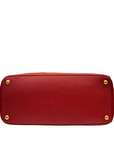 Prada Red Saffiano Lux Leather Large Double Zip Tote Bag