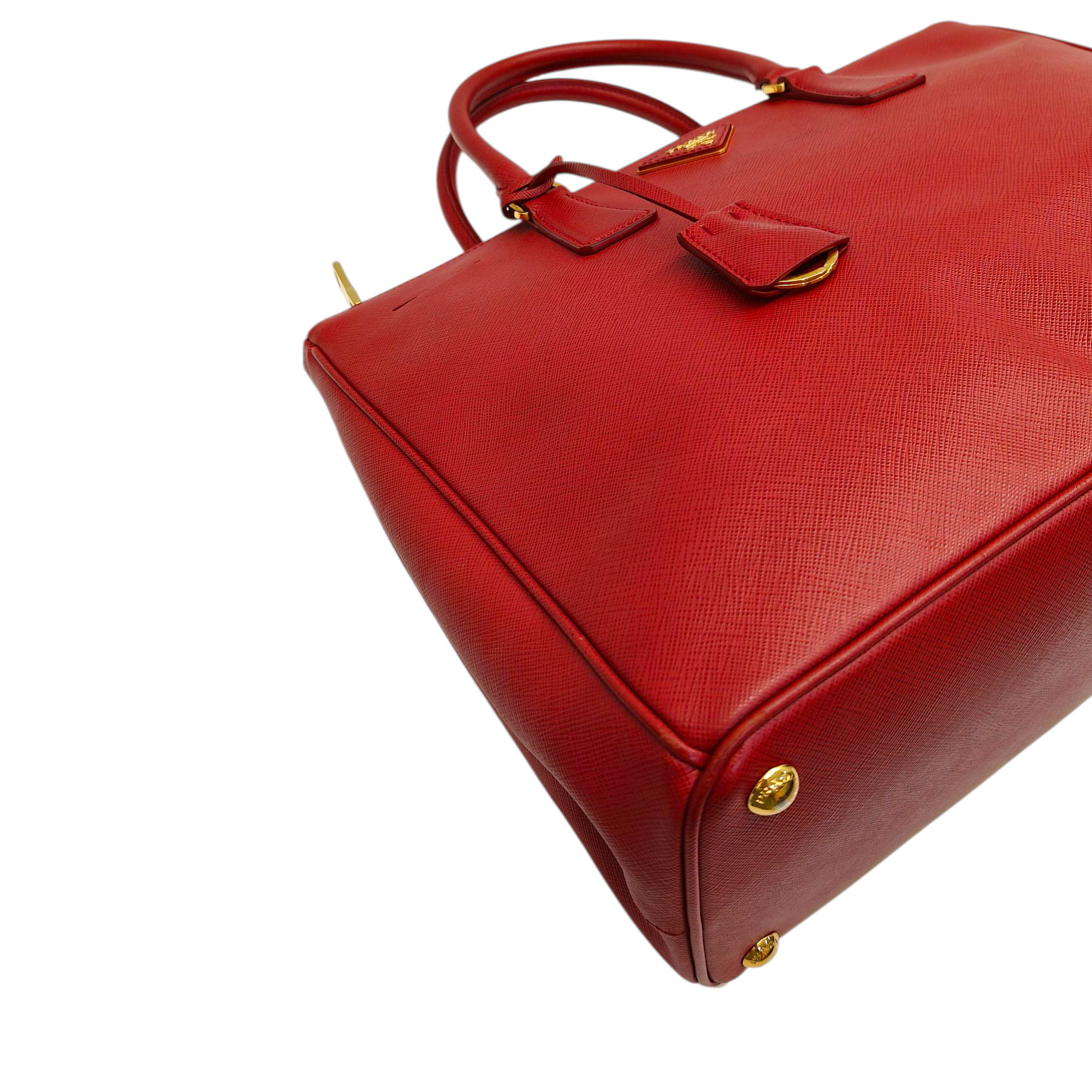 Prada Red Saffiano Lux Leather Large Double Zip Tote Bag