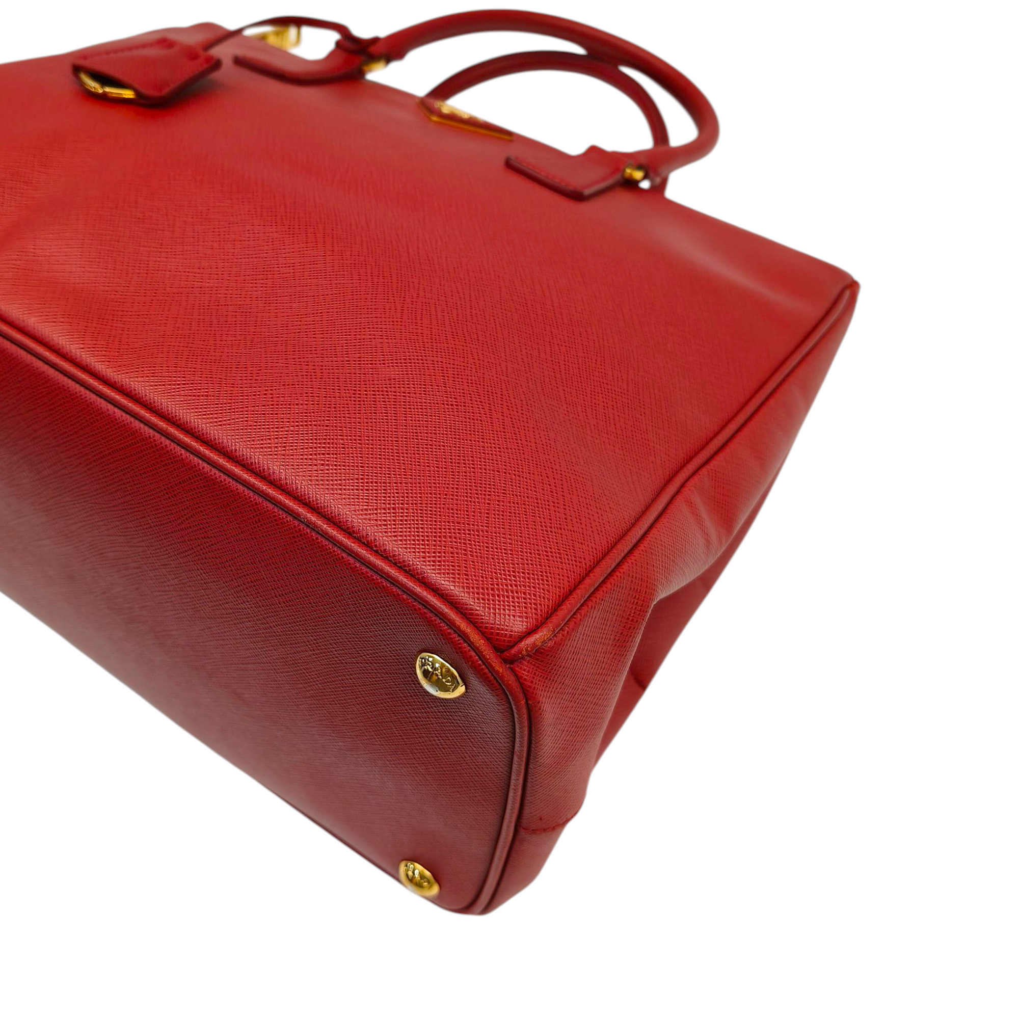Prada Red Saffiano Lux Leather Large Double Zip Tote Bag