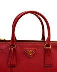 Prada Red Saffiano Lux Leather Large Double Zip Tote Bag