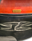 Prada Black/Maroon Leather Animalier Cahier Flap Top Handle Bag