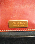 Prada Black/Maroon Leather Animalier Cahier Flap Top Handle Bag