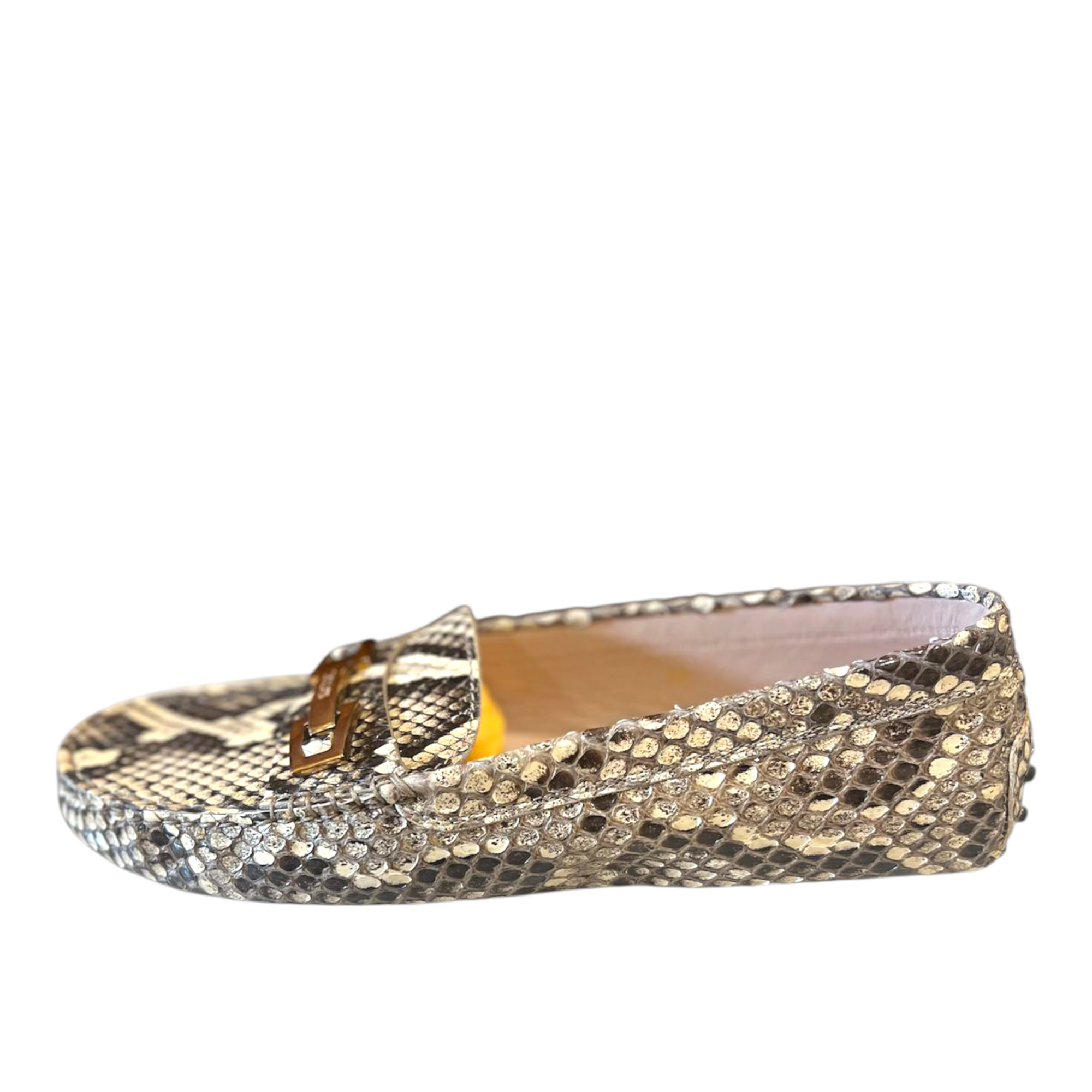 Tod's Two Tone Python Double T Metal Loafers EU 39