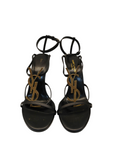 Saint Laurent Paris Black Leather Cassandra Ankle Strap Sandals EU 35.5