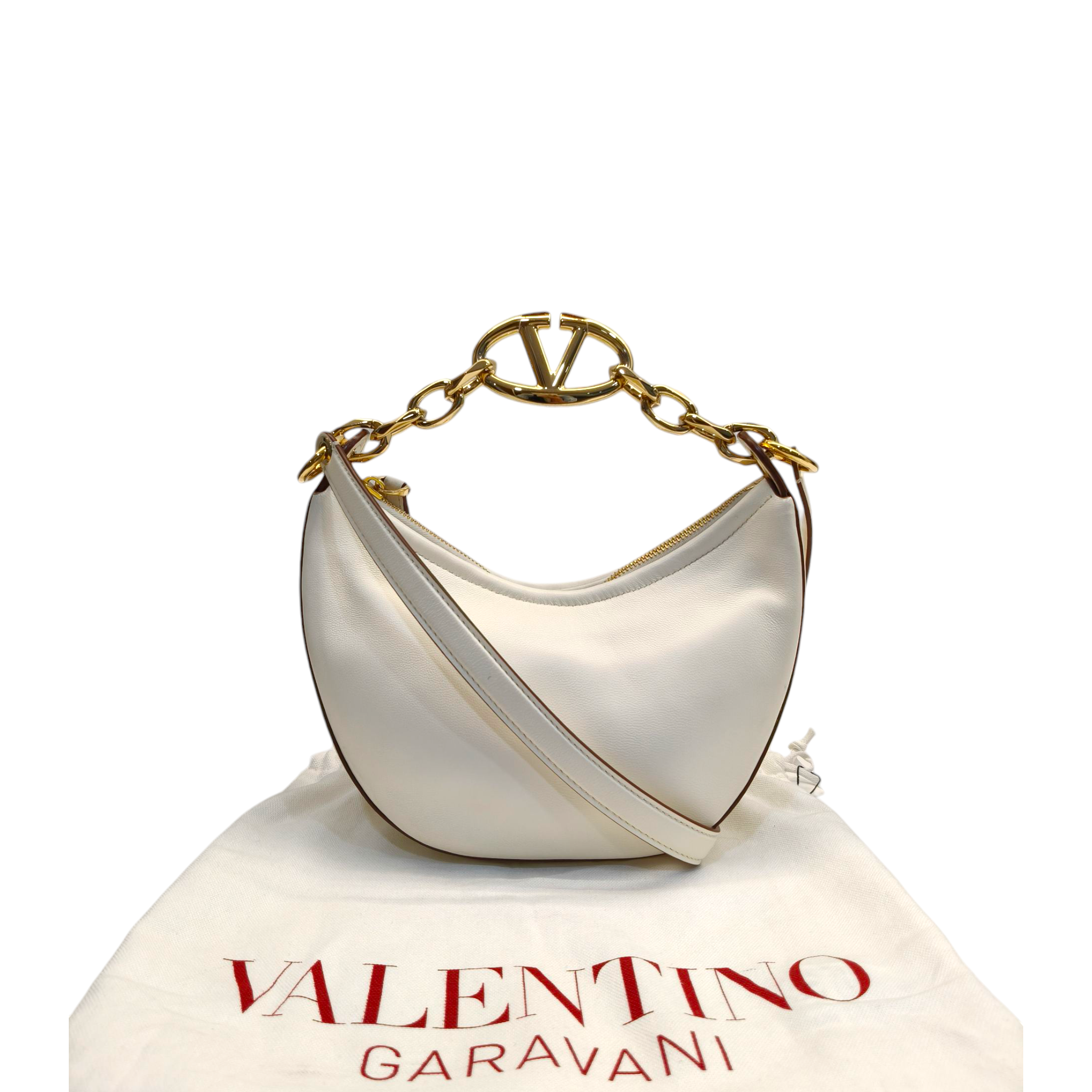 Valentino Moon Small Hobo Gold Metallic Calfskin Handbag