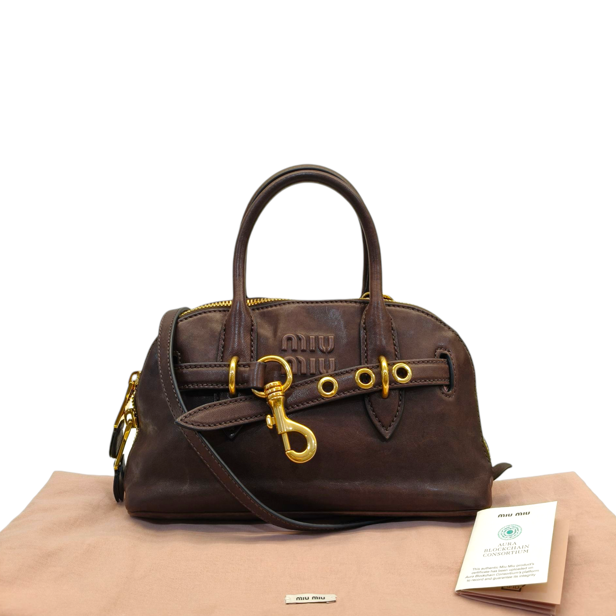 Miu Miu Aventure Nappa Leather Top Handle Bag