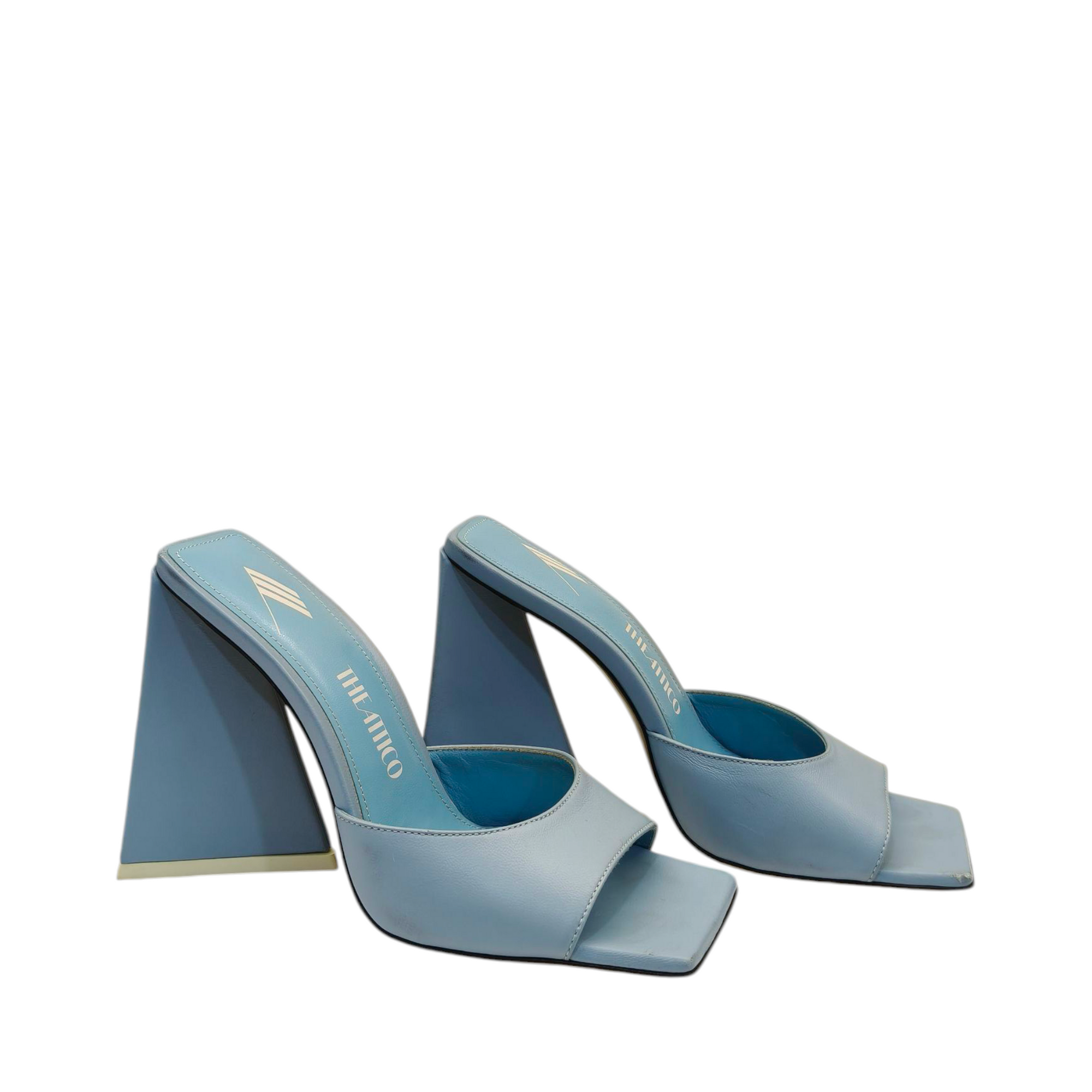 The Attico Sky Blue Leather Devon Open Toe Sandals - EU 36