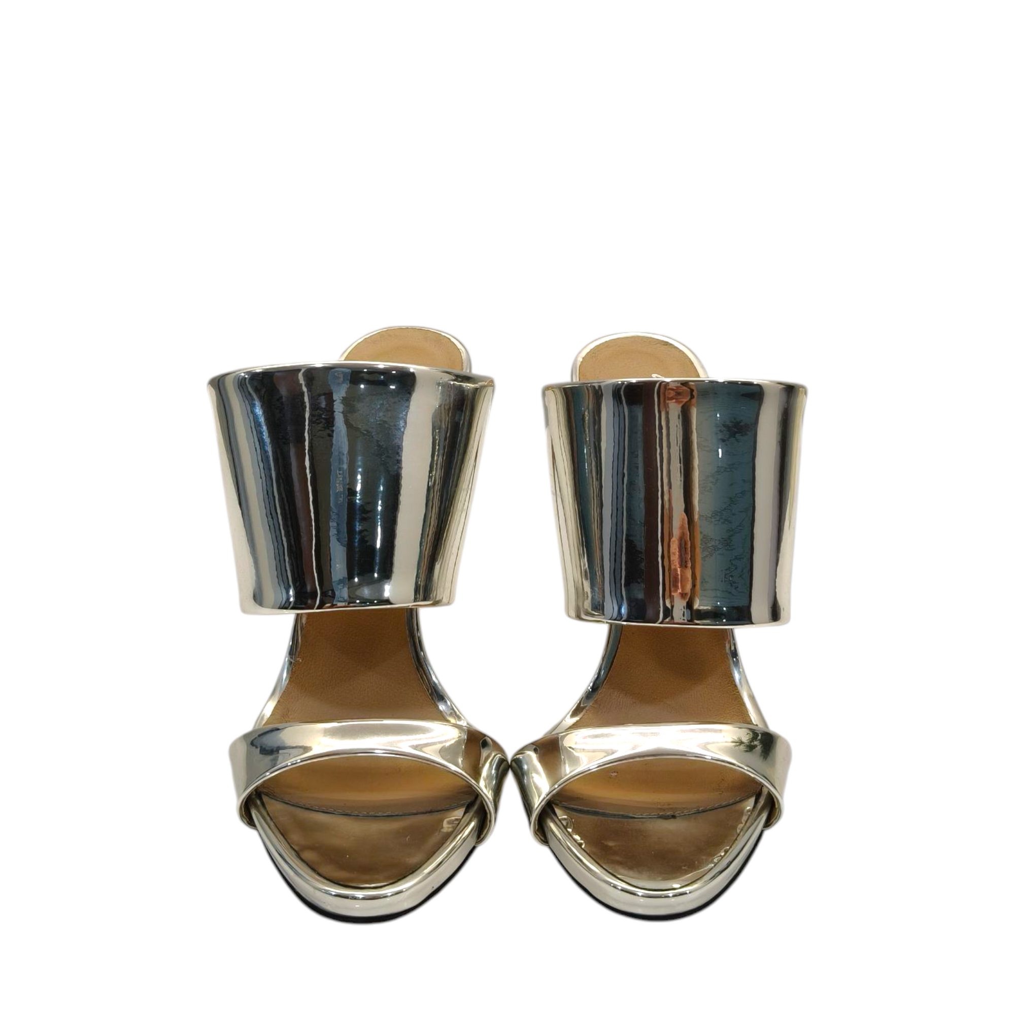 Giuseppe Zanotti Metallic Silver Leather Andrea Mules EU 36