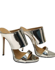 Giuseppe Zanotti Metallic Silver Leather Andrea Mules EU 36