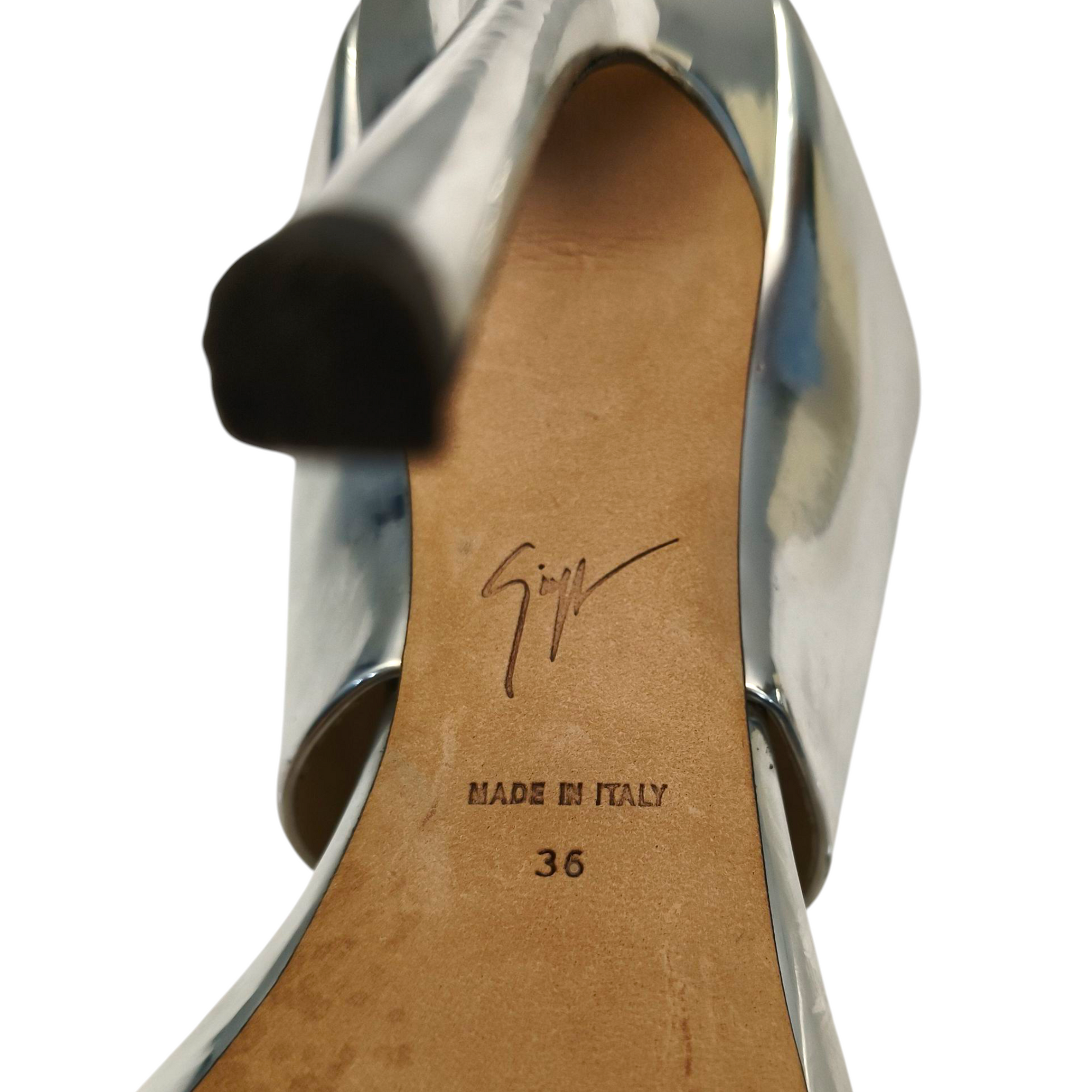 Giuseppe Zanotti Metallic Silver Leather Andrea Mules EU 36