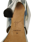 Giuseppe Zanotti Metallic Silver Leather Andrea Mules EU 36