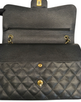 Chanel Black Quilted Caviar Leather Medium Classic Double Flap Bag