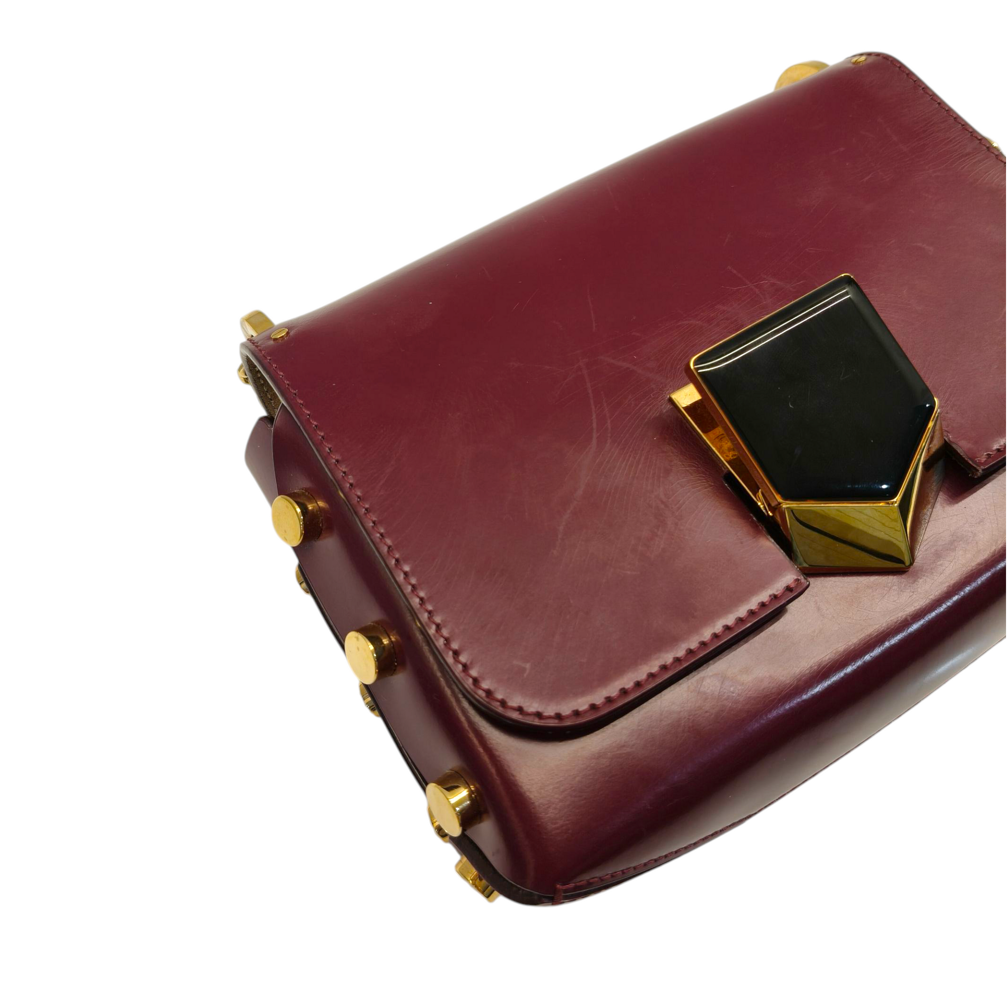 Jimmy Choo Dark Burgundy Leather Lockett Petite Crossbody Bag