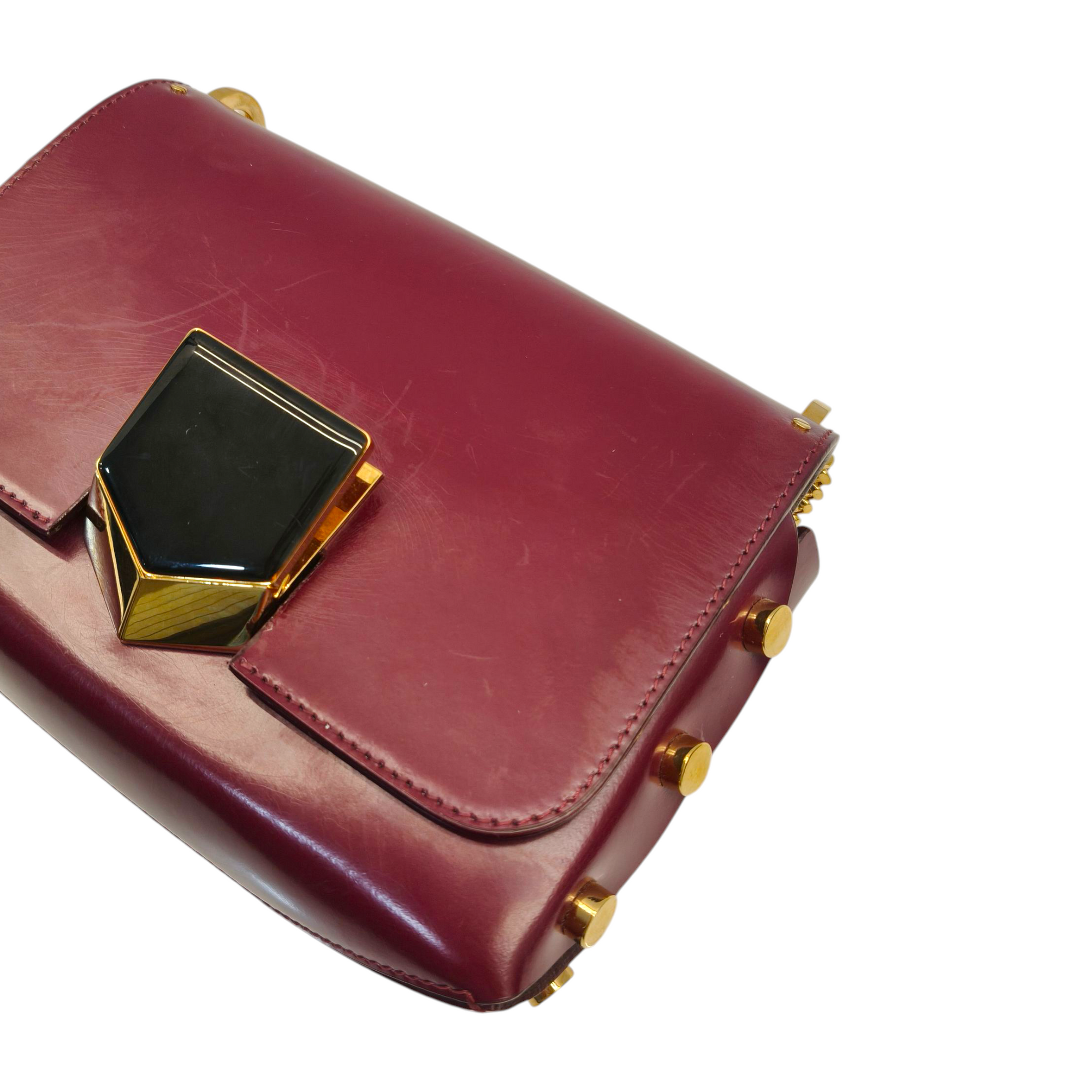 Jimmy Choo Dark Burgundy Leather Lockett Petite Crossbody Bag