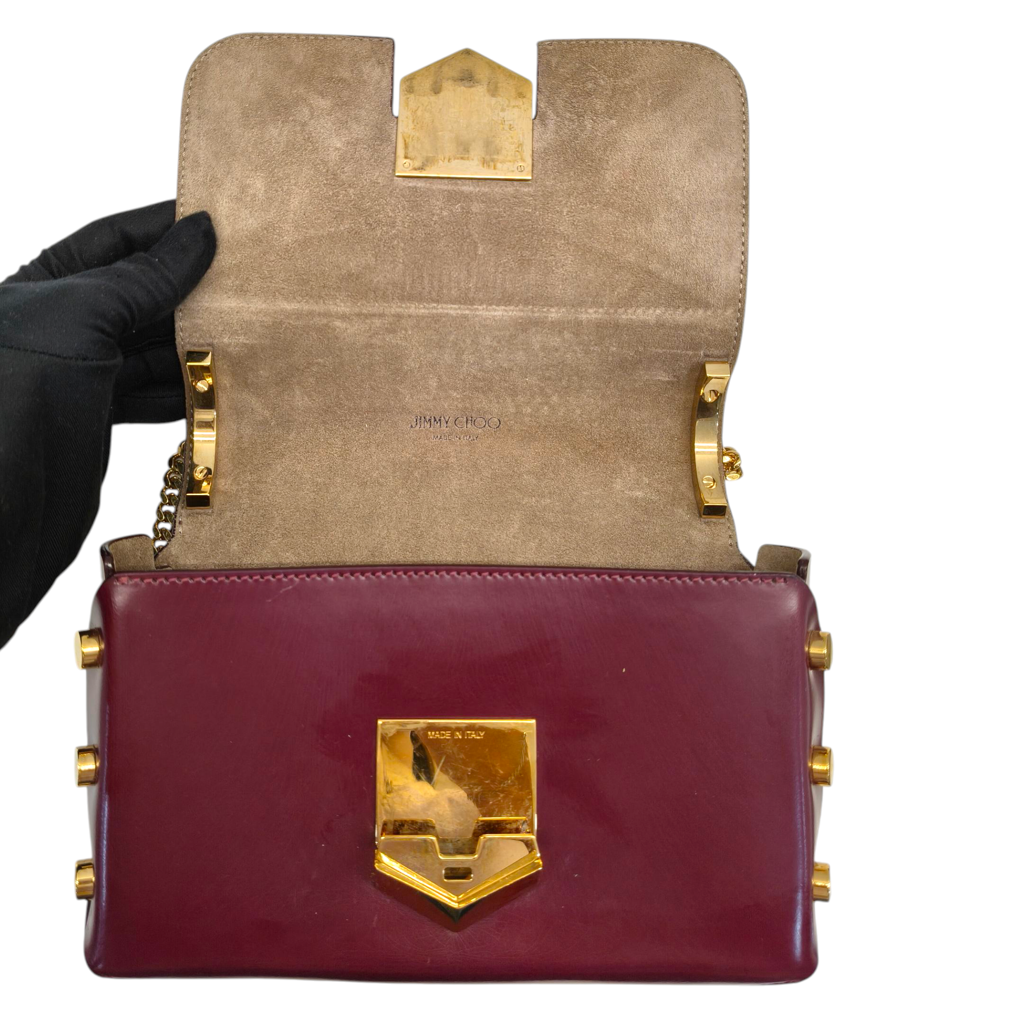 Jimmy Choo Dark Burgundy Leather Lockett Petite Crossbody Bag