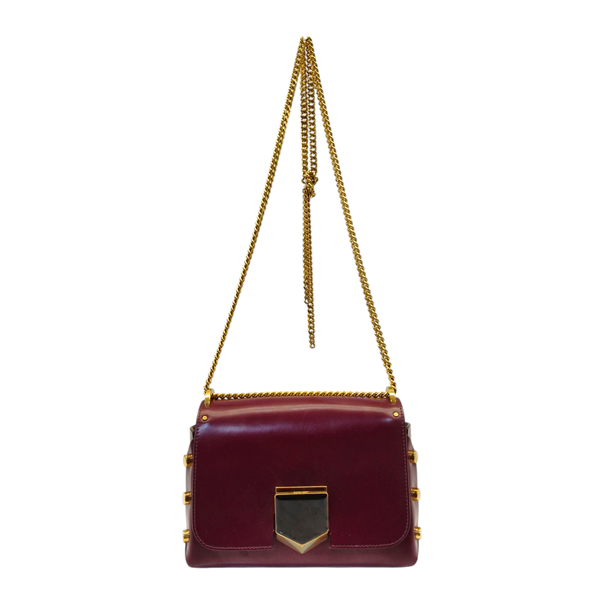 Jimmy Choo Dark Burgundy Leather Lockett Petite Crossbody Bag