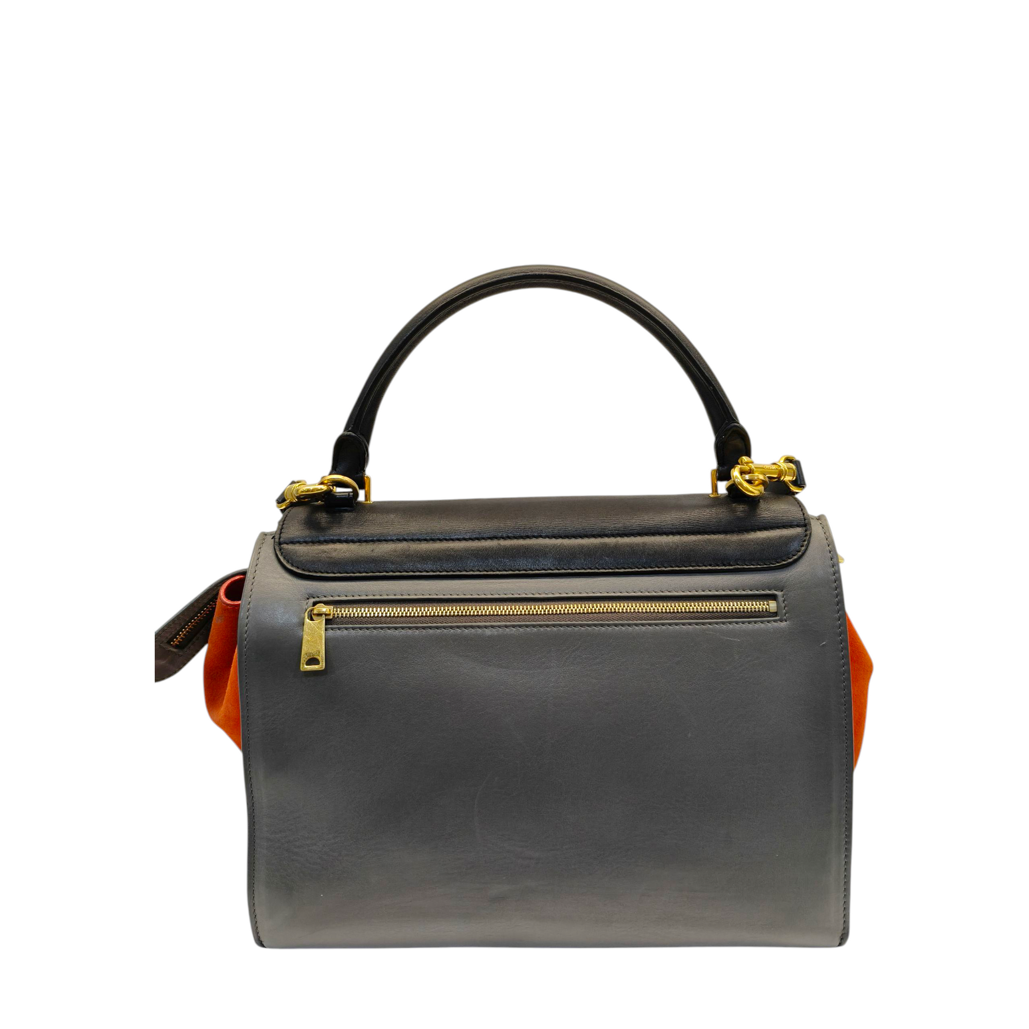 Celine Tri Colour Leather and Saude Medium Trapeza Bag