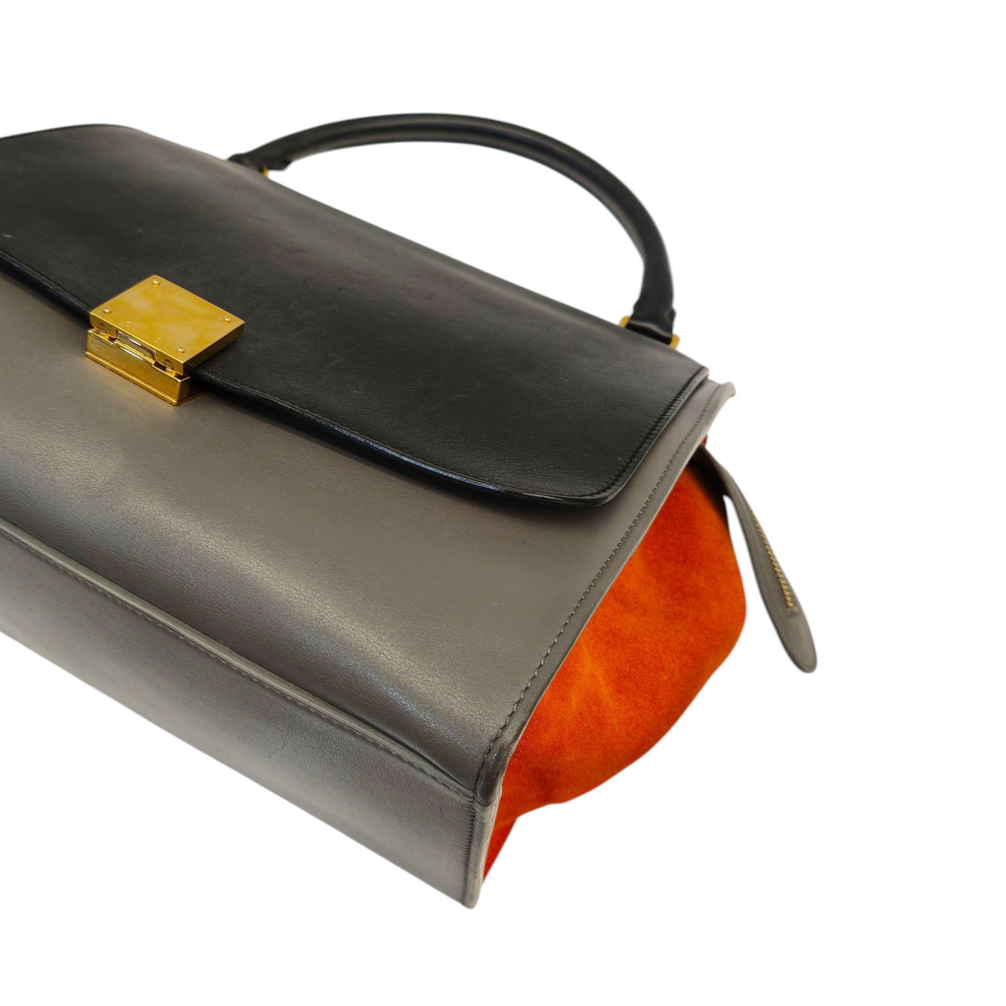 Celine Tri Colour Leather and Saude Medium Trapeza Bag
